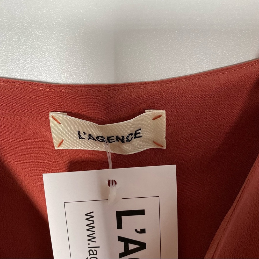 L'AGENCE Jane Silk V Neck Spaghetti Strap Cami In Burnt Clay Size Small SOLD - Picture 5 of 6